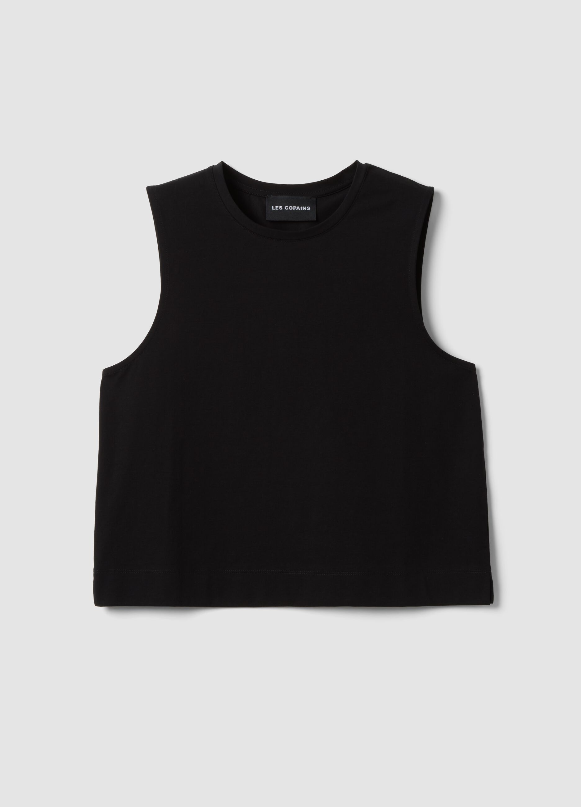 Black cotton-blend tank top