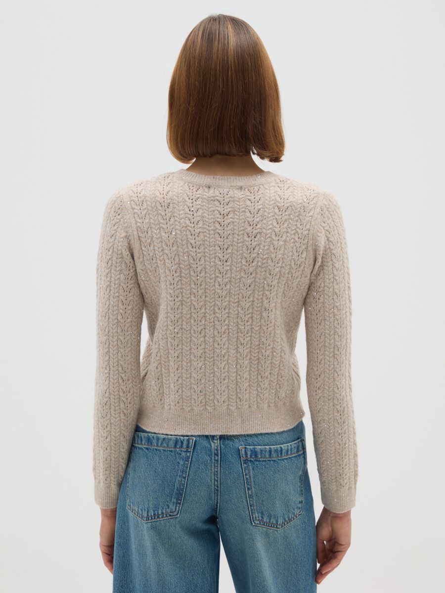 Maglione beige regular fit con paillettes_2