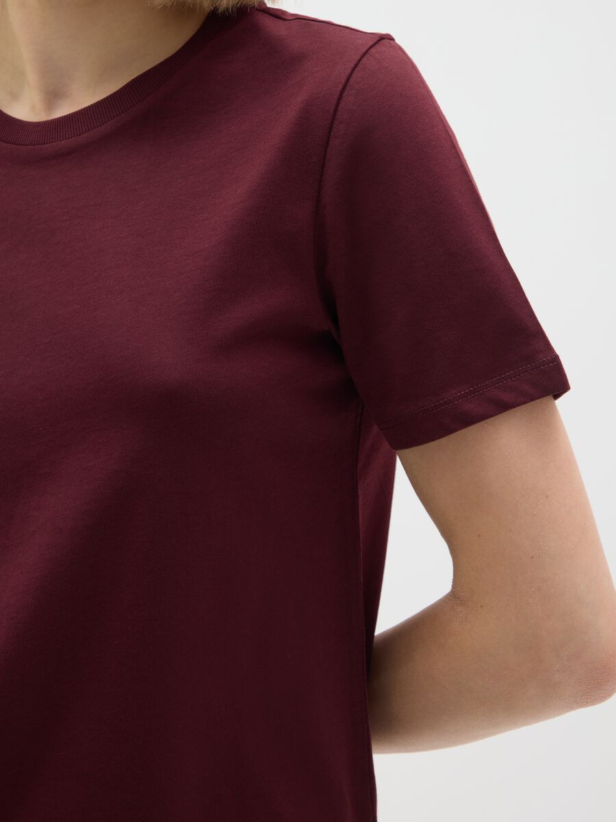 Red pure cotton regular fit T-shirt_3