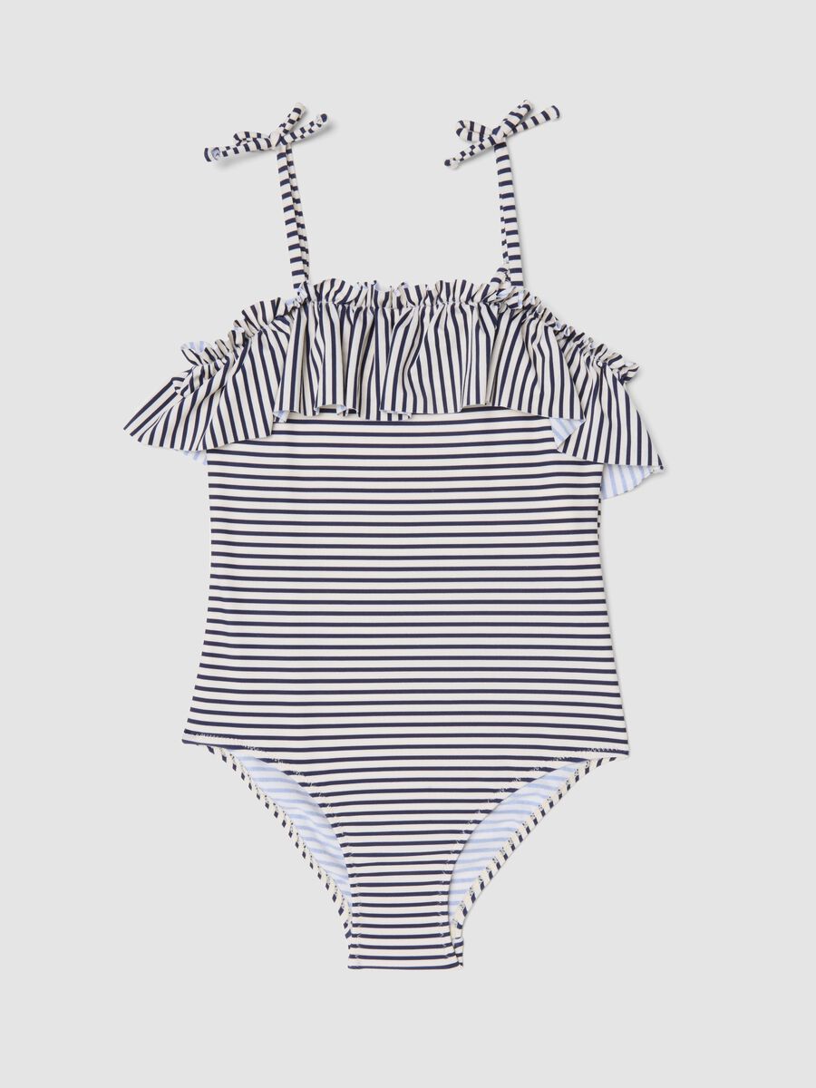 Blue striped stretch fabric swimsuit_0