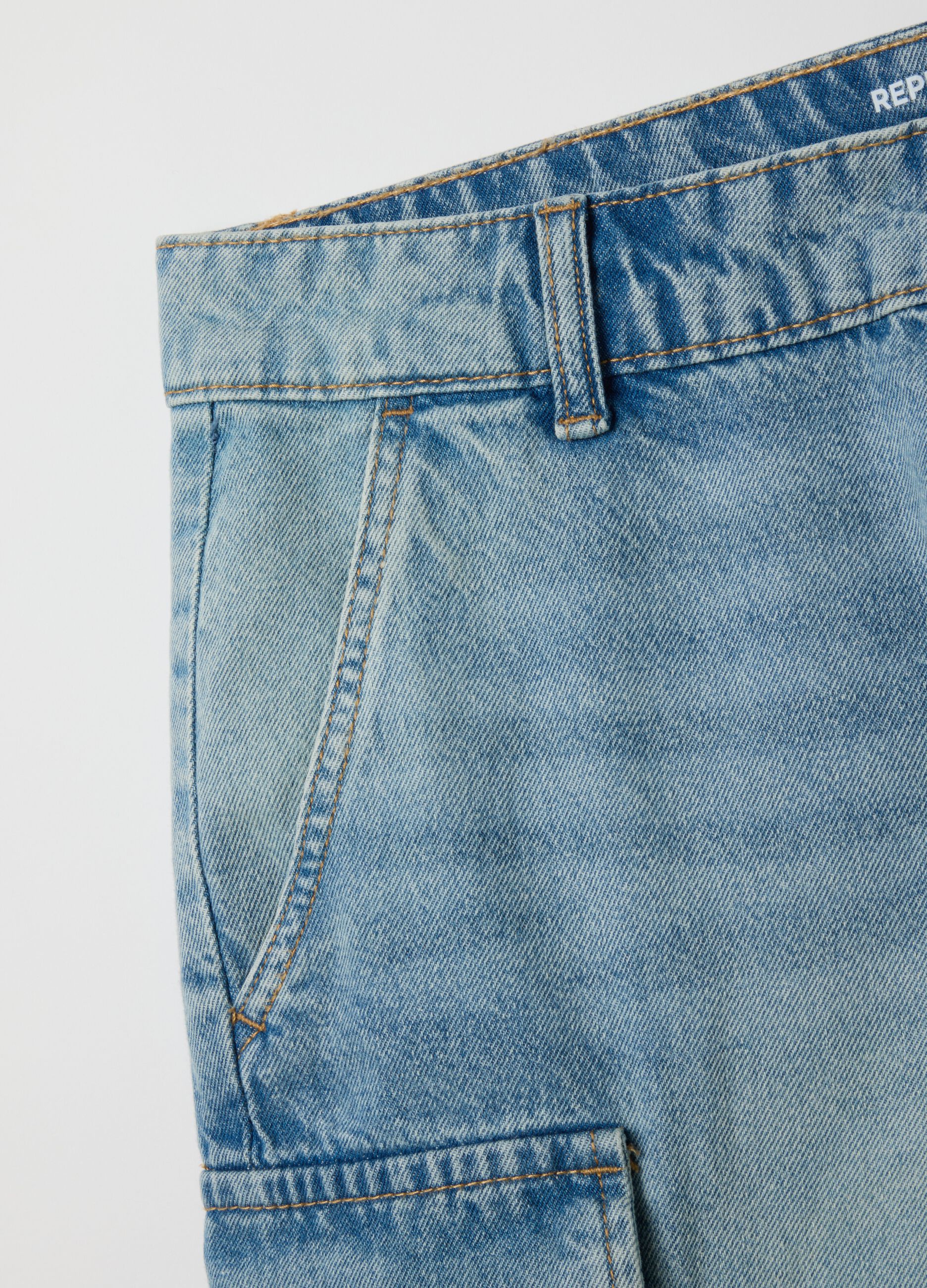 Men's pure cotton denim regular fit shorts