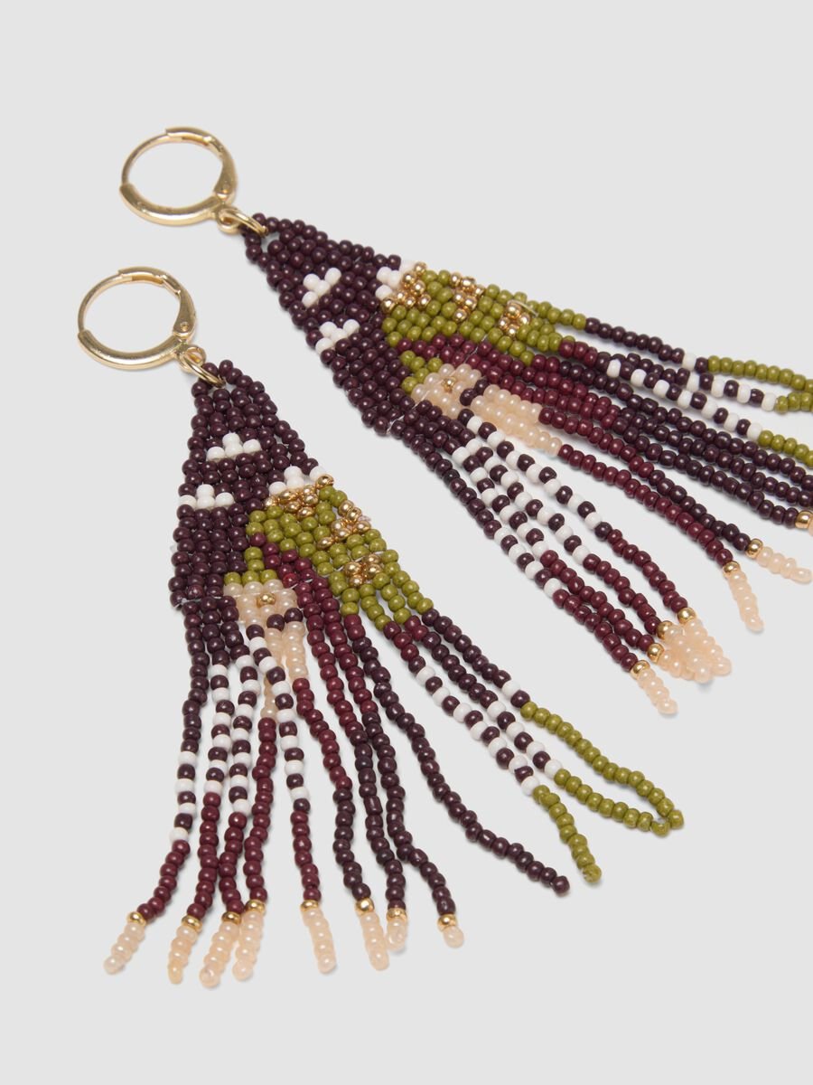 Dangling Glass Bead Earrings in Multicolour_1