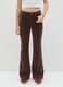 Brown Flare Trousers in Stretch Velvet_1