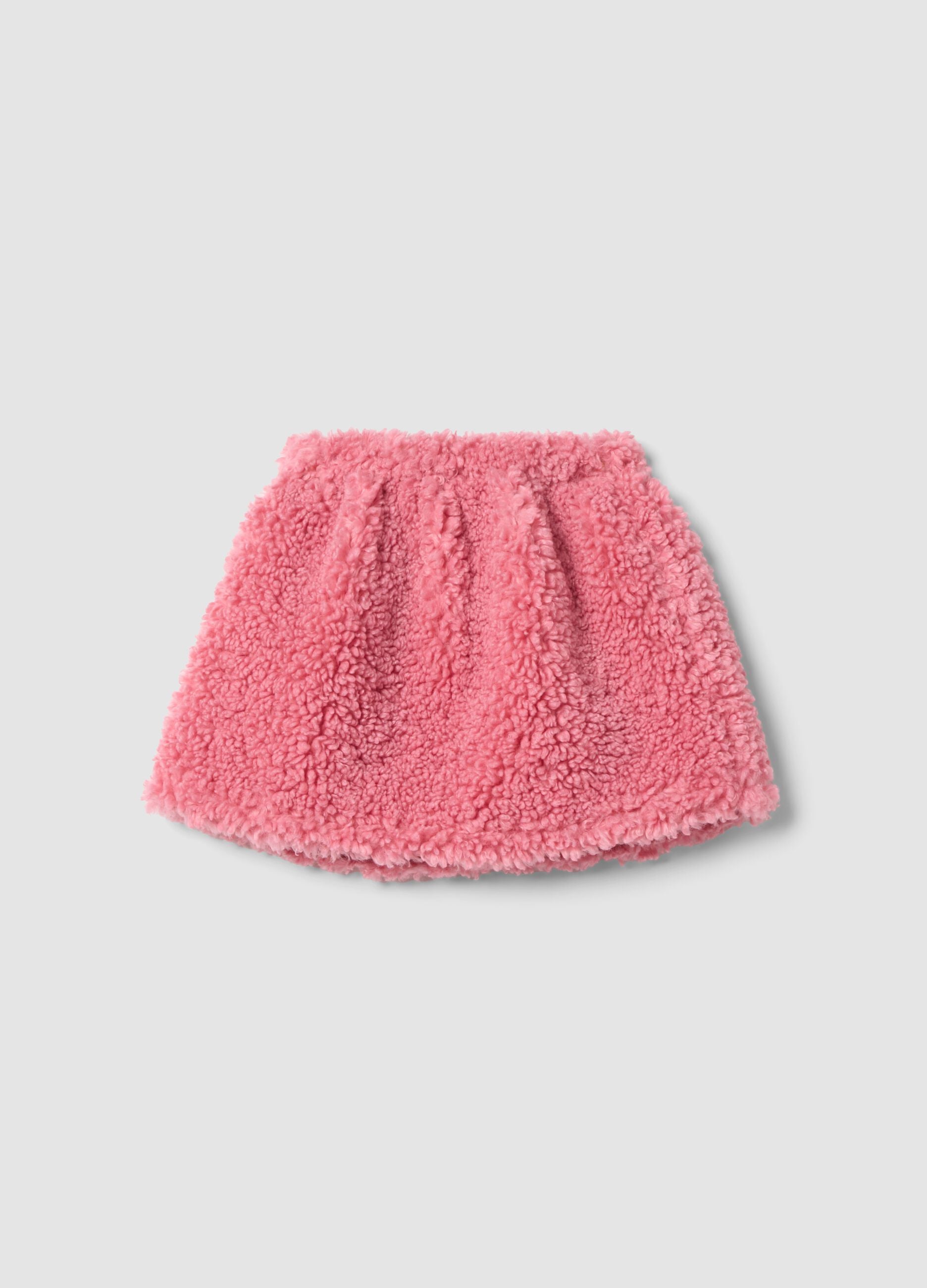 Gonna rosa effetto teddy con vita elasticizzata