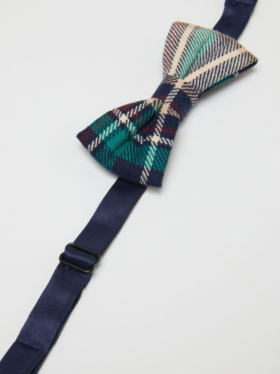 Multicolour check adjustable children's bow tie in pure cotton_2