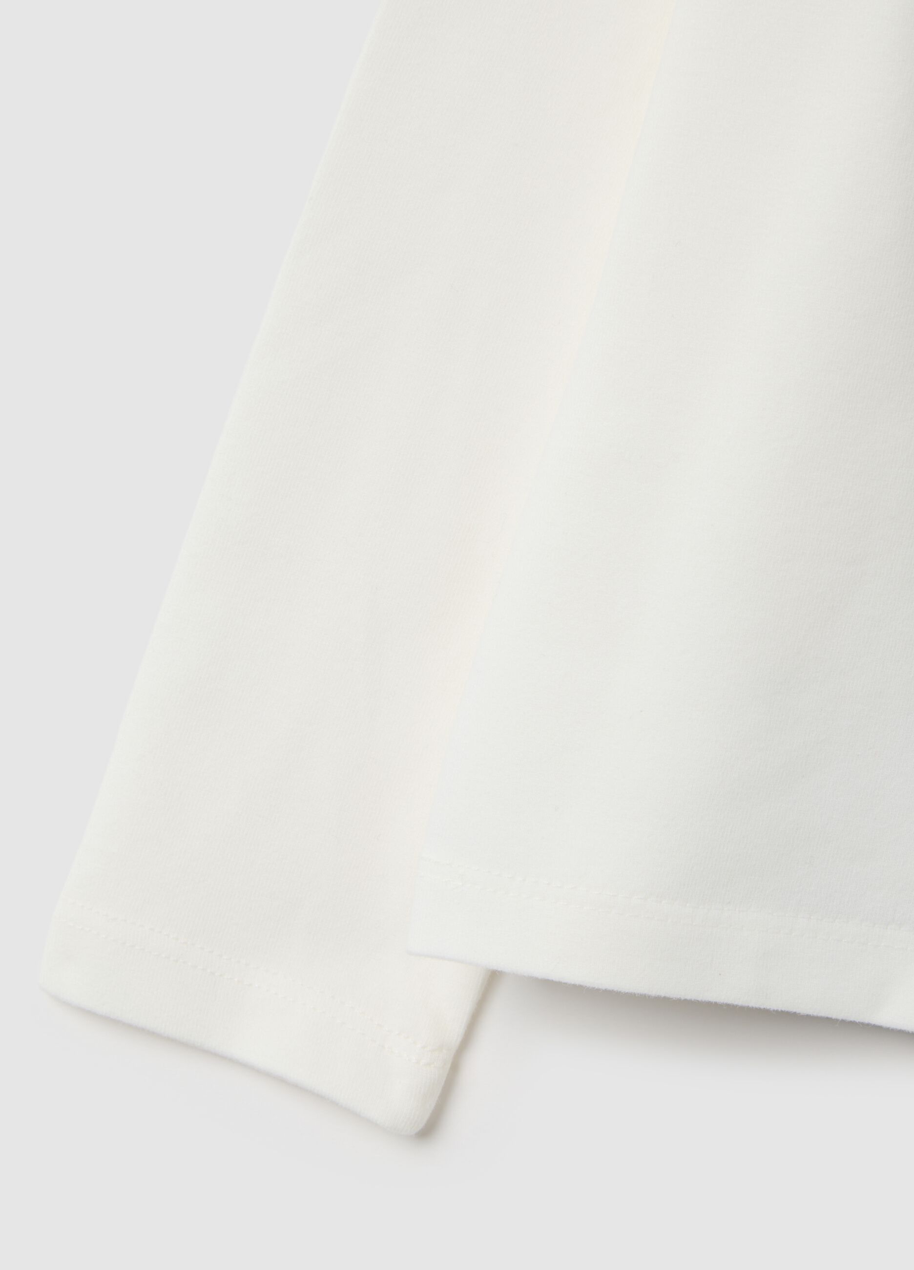 Girls' White Stretch Cotton T-Shirt Regular Fit