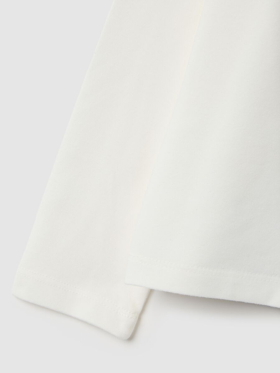 Girls' White Stretch Cotton T-Shirt Regular Fit_3