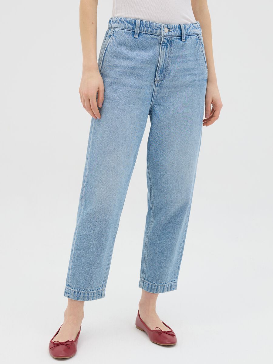 Light blue carrot-fit jeans in cotton_1