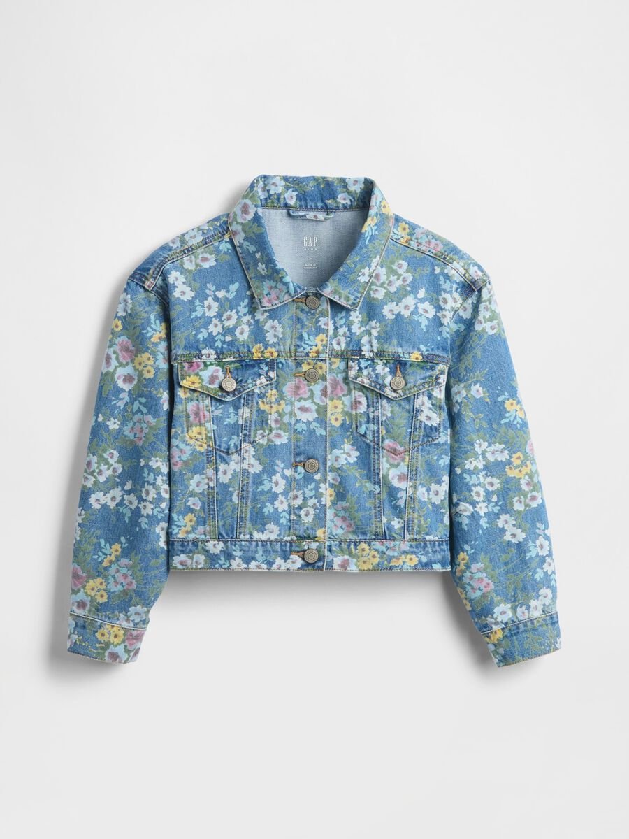 Giacca denim multicolor con fiori_4