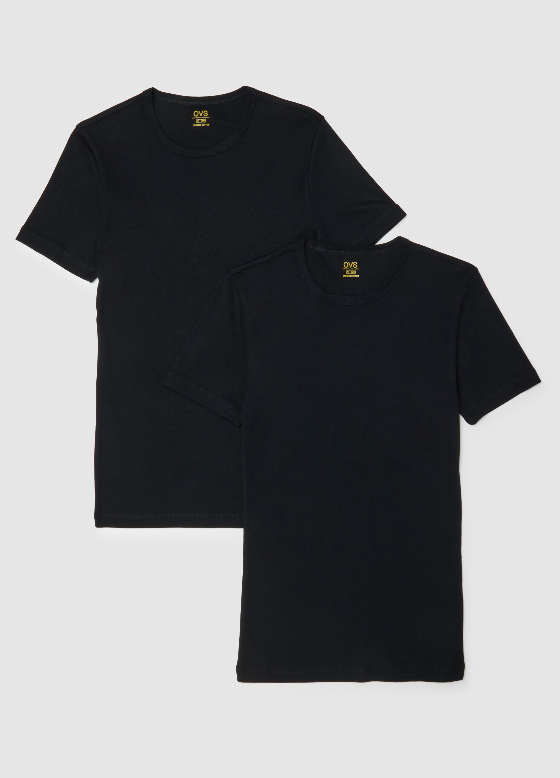 Two-Pack Black Organic Cotton Crew Neck T-shirts Regular Fit