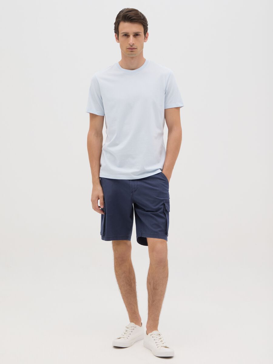 Men's Blue Cotton Cargo Trousers Regular Fit_0