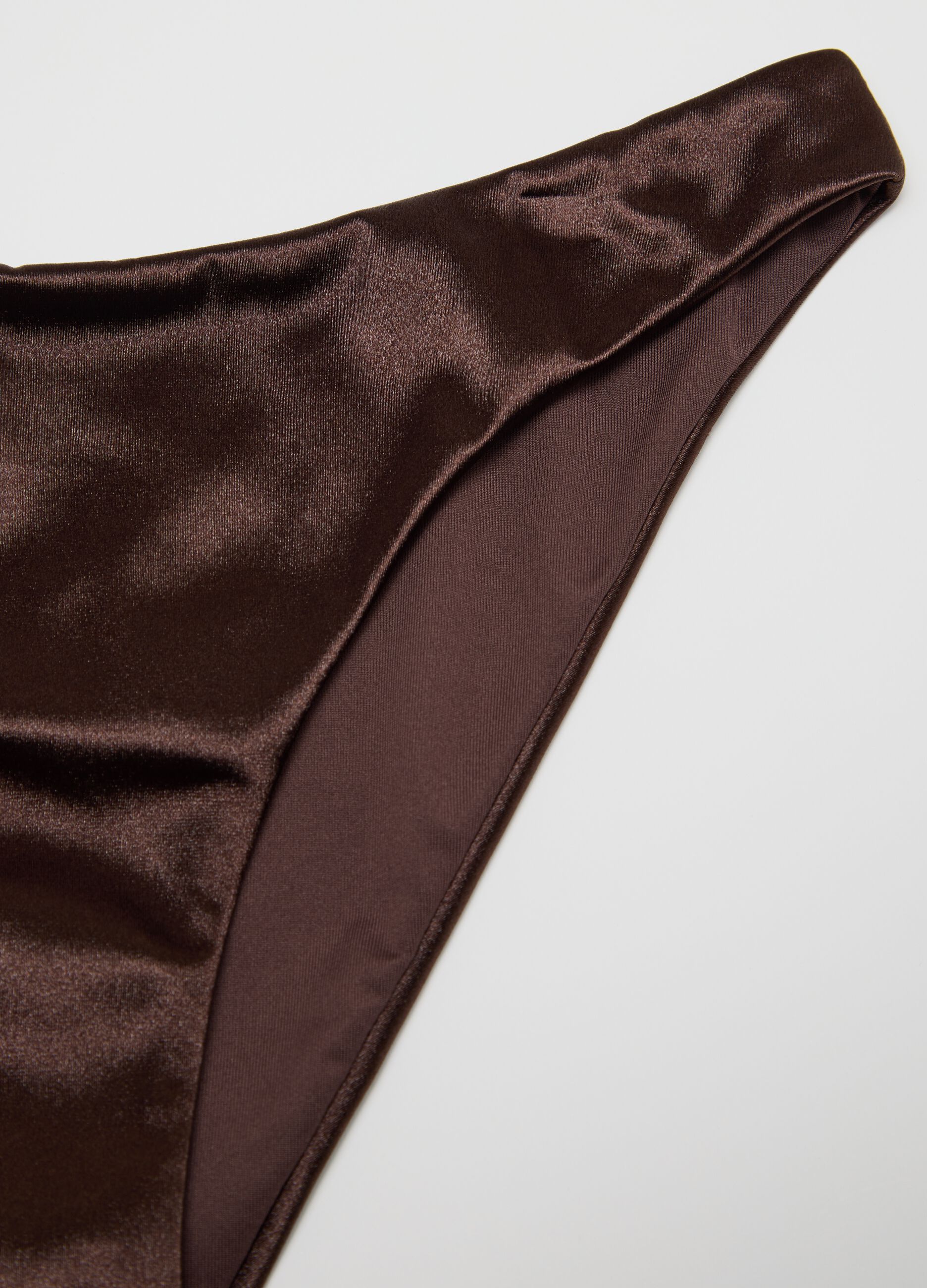 Brown satin-effect bikini briefs