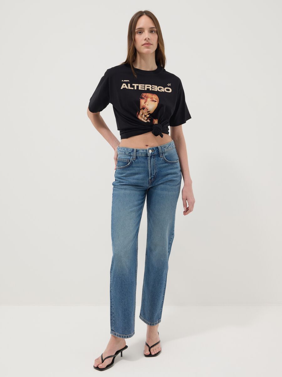 Black pure cotton regular-fit T-shirt with print_2