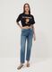 Black pure cotton regular-fit T-shirt with print_1