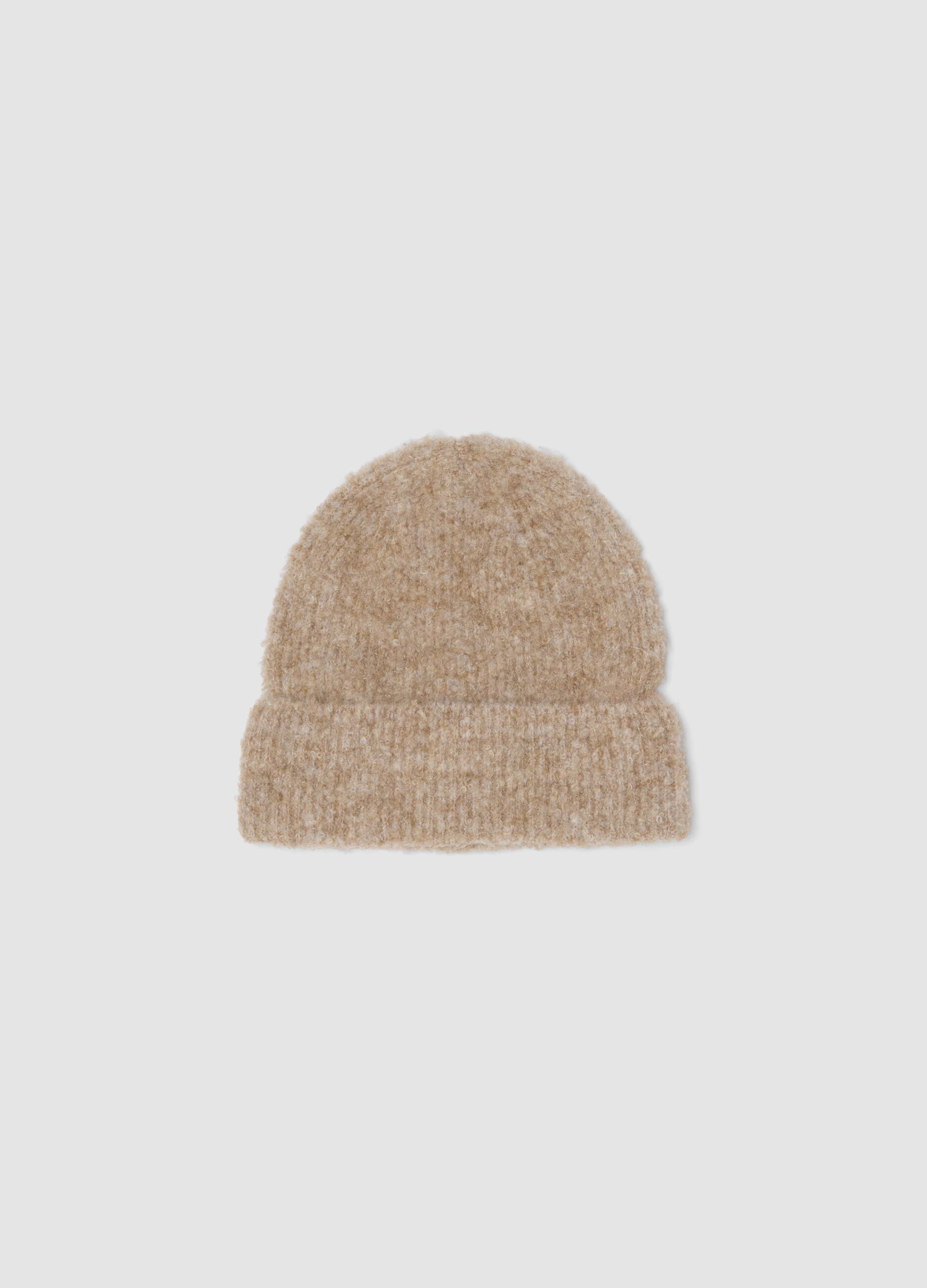 Beige stretch wool beanie