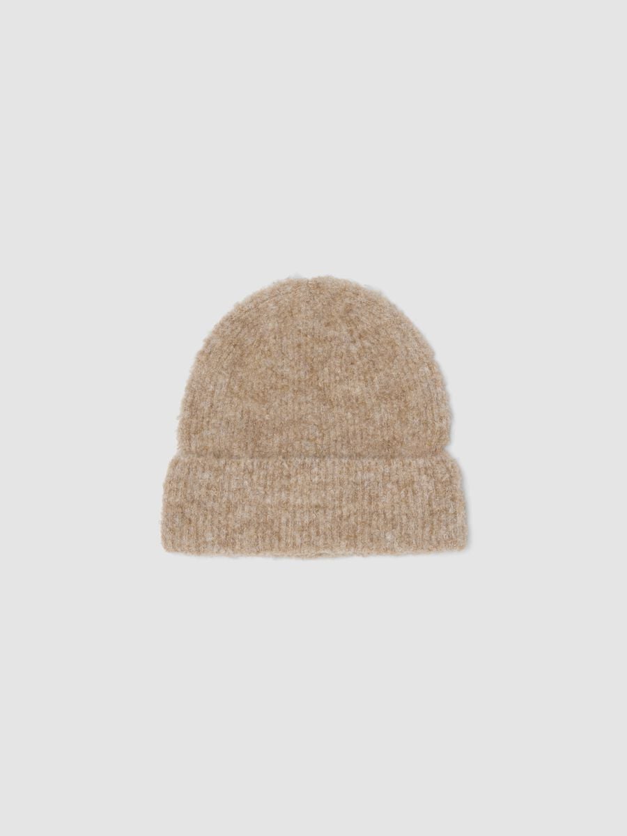 Beige stretch wool beanie_0