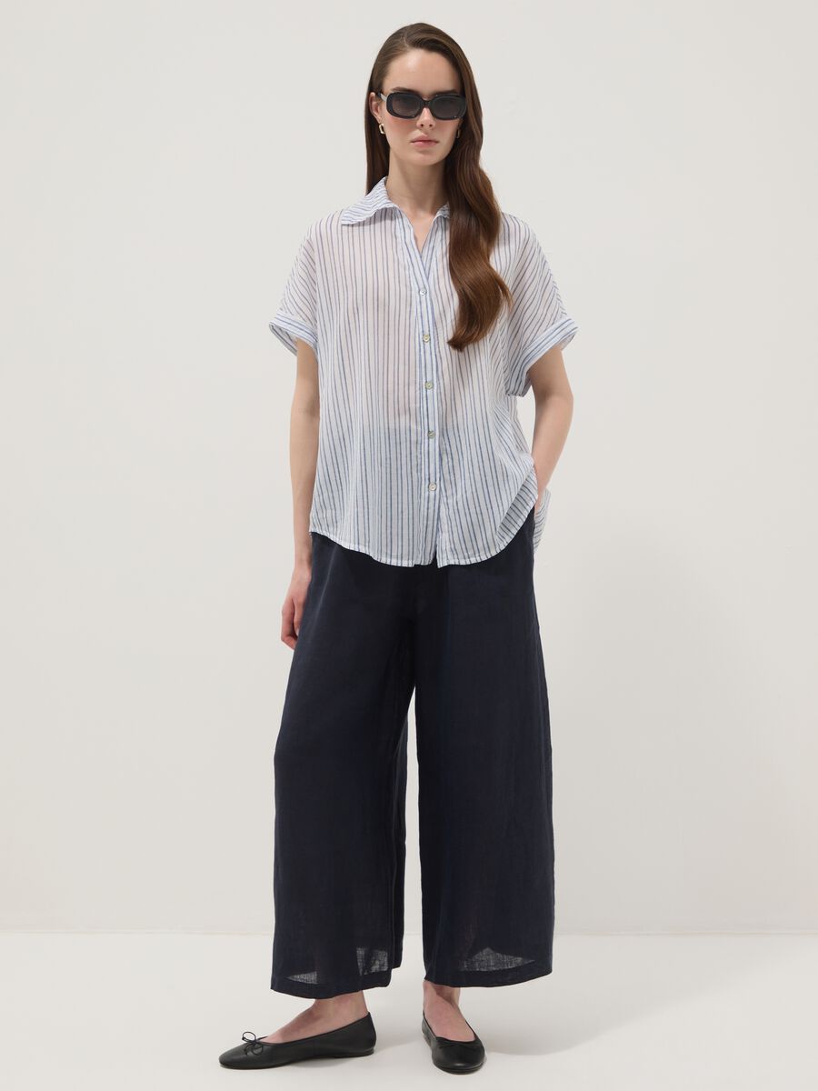 White shirt with light-blue stripes in pure cotton, regular fit_2