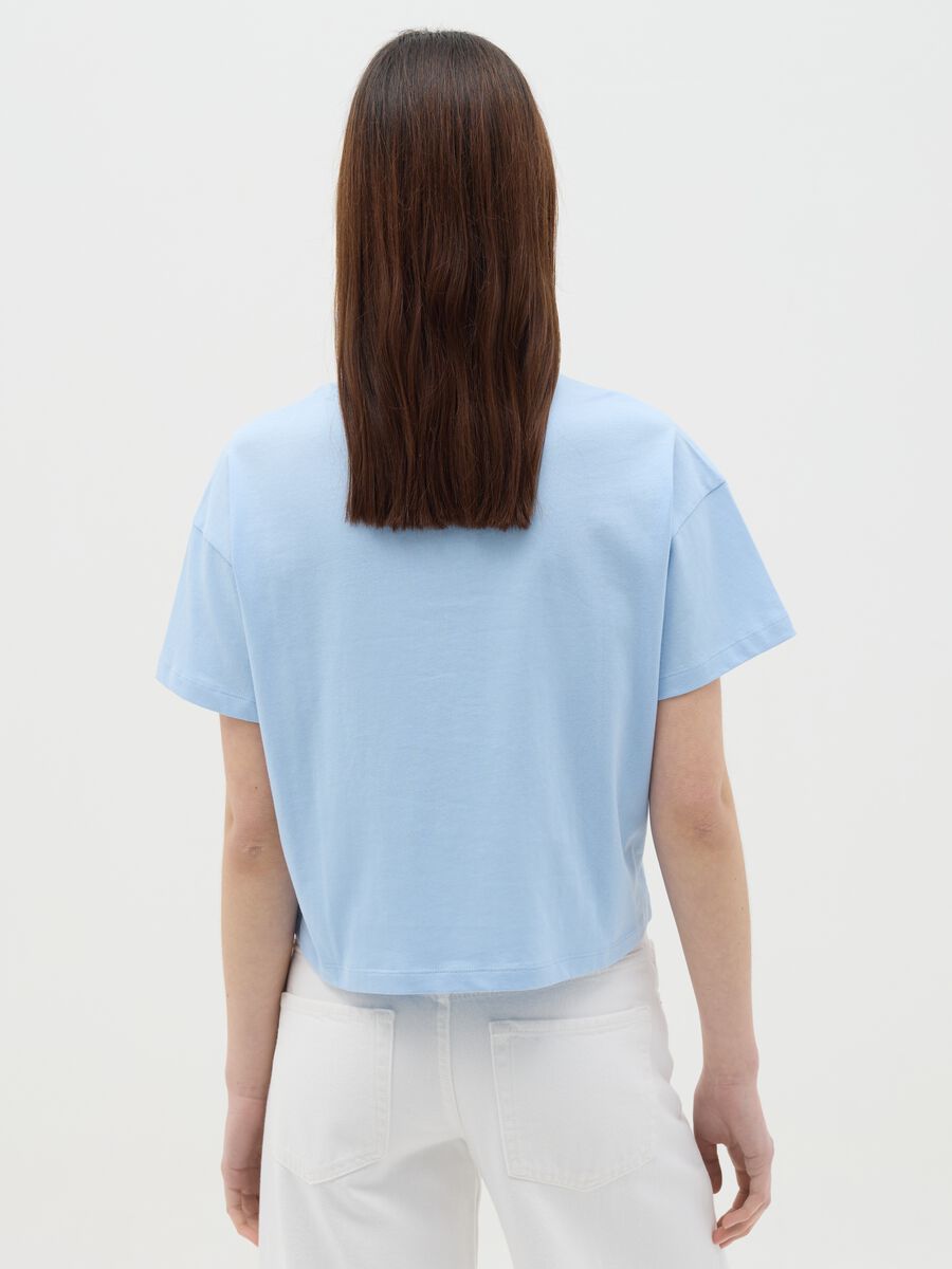 Light blue T-shirt in cotton with manga motif print_3