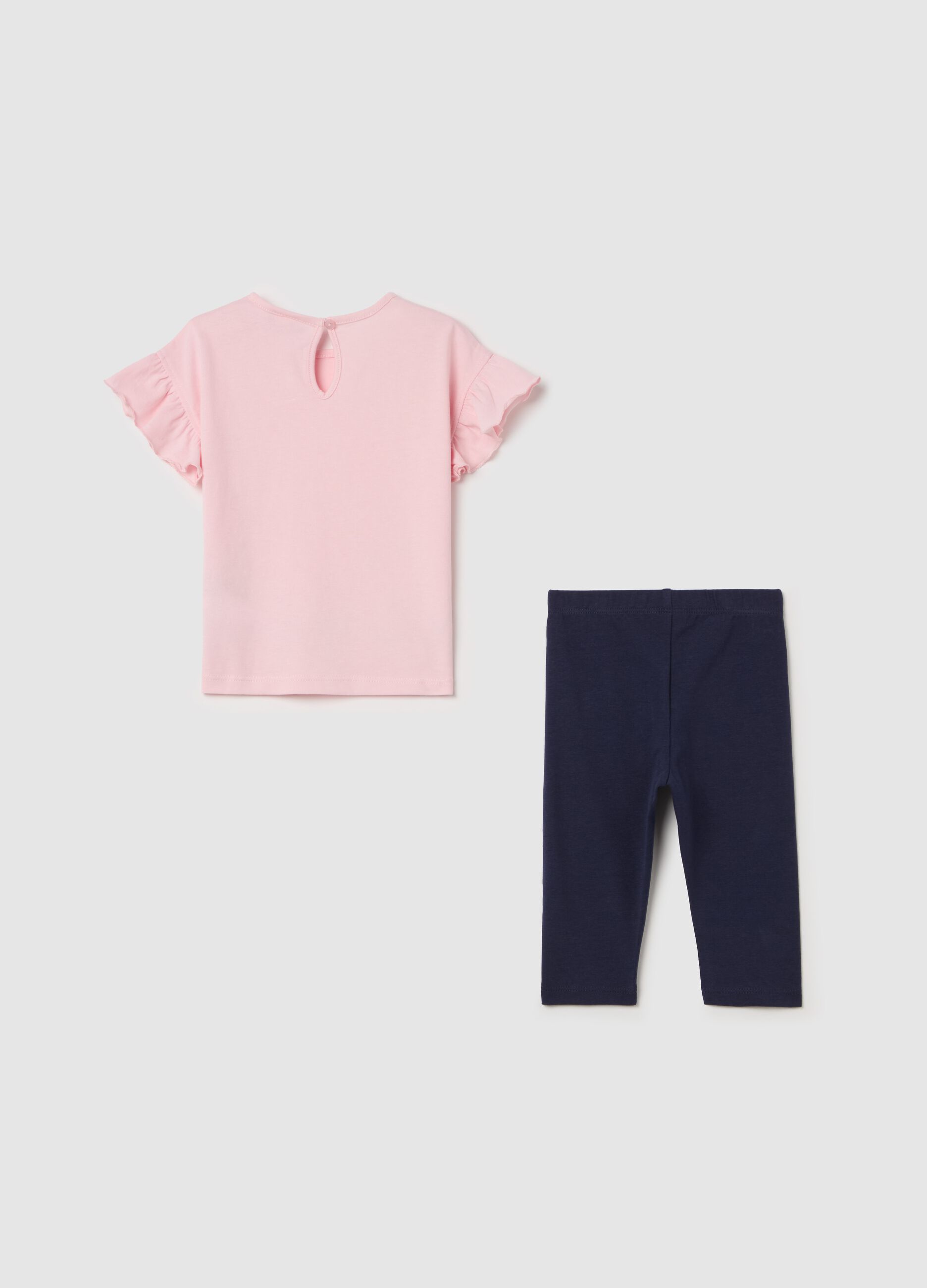 Cotton jogging set with girl kitten print