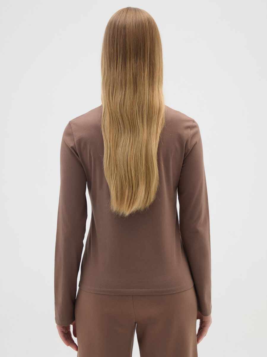 Regular fit brown pure cotton sweater_2