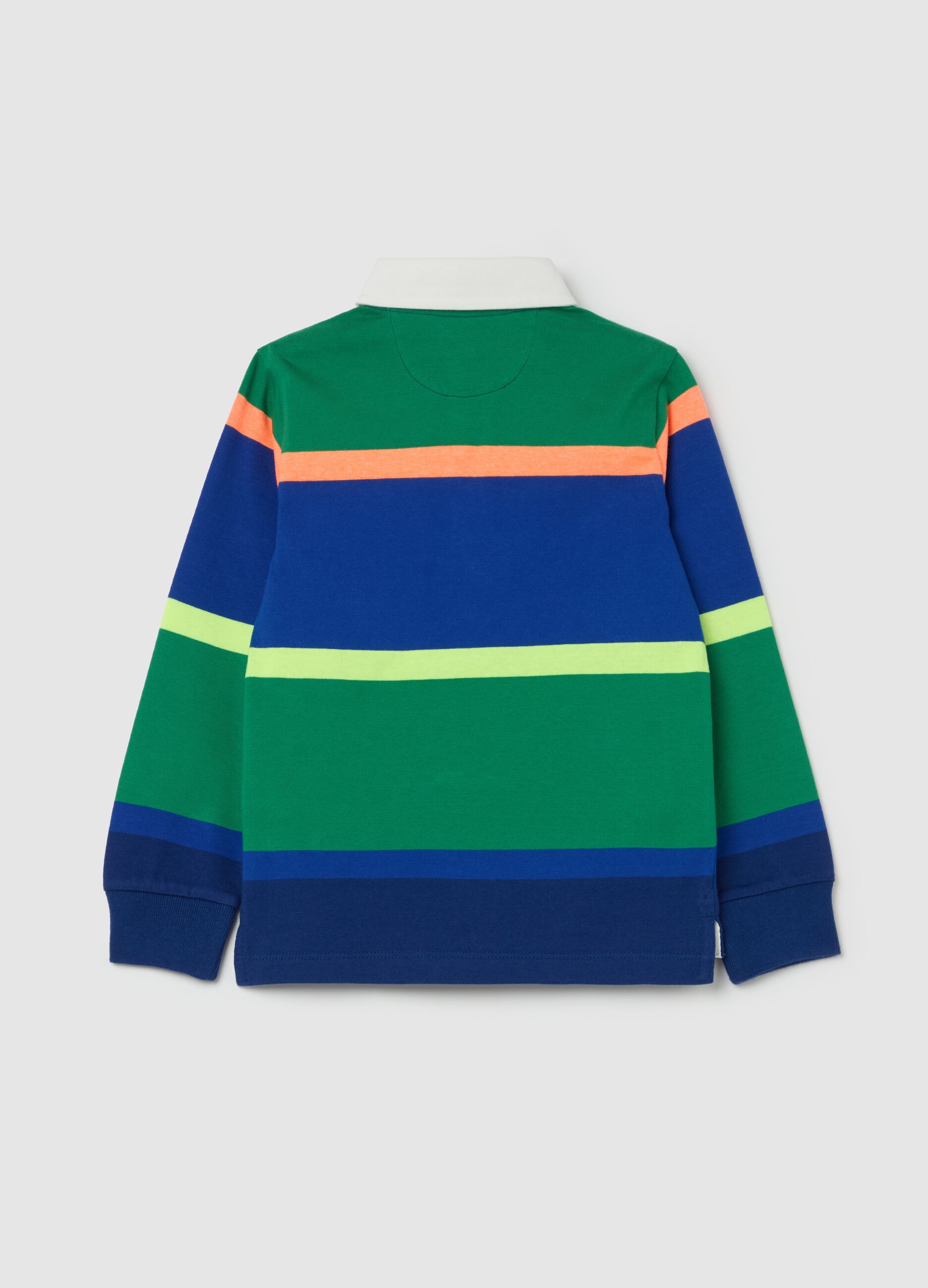Long-sleeved polo shirt with striped pattern