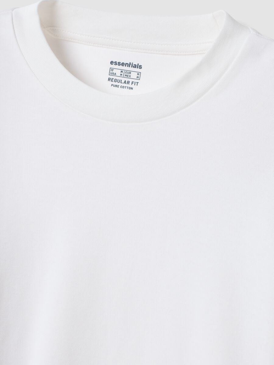T-shirt bianca in puro cotone girocollo a maniche lunghe regular fit_1