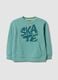 Blue oversized pure cotton hoodie with print and kangaroo pocket for boys_0