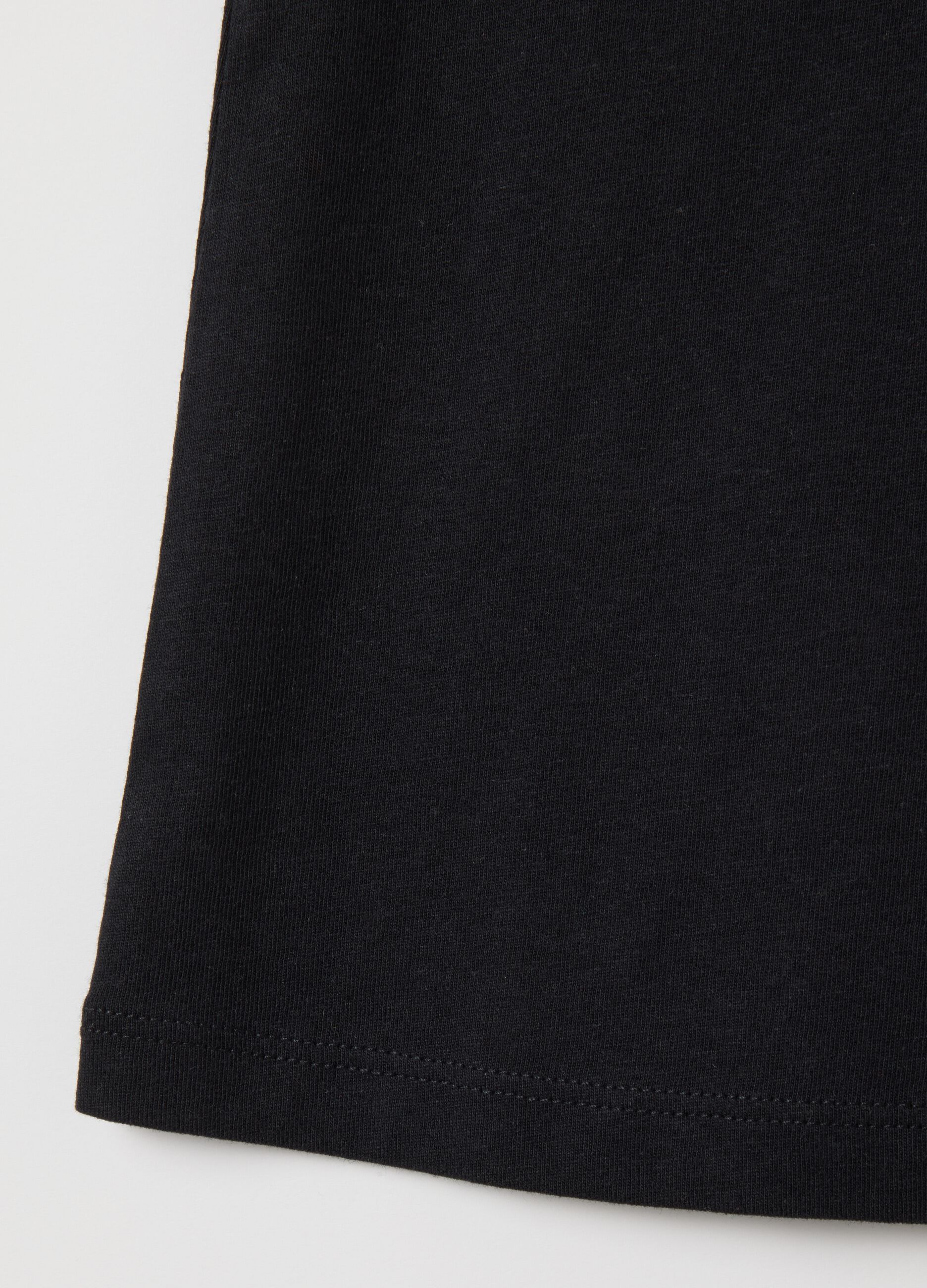 Top da bambina in puro cotone nero regular fit con volant