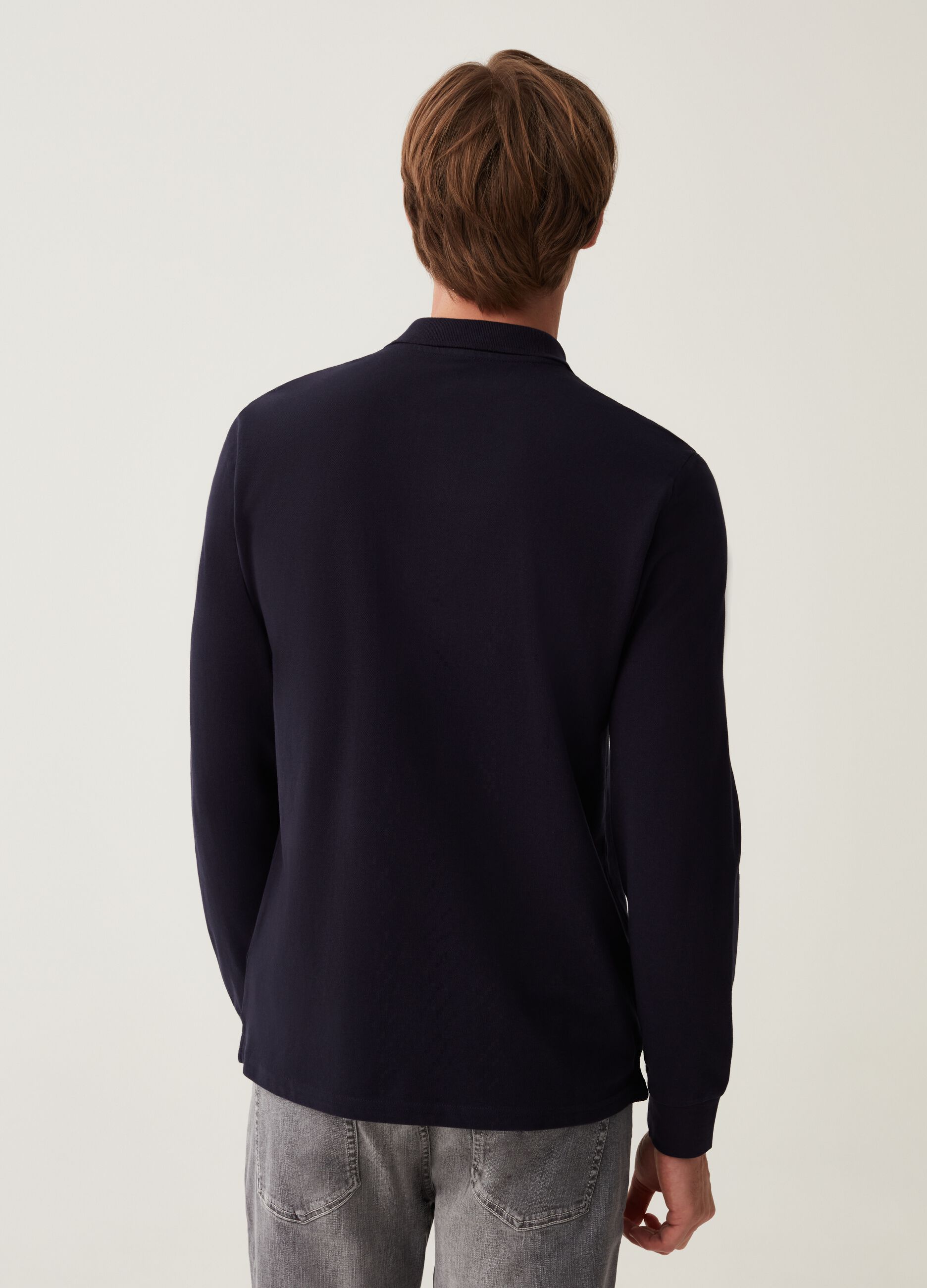 Polo in piquet a maniche lunghe Blu Notte da Uomo OVS