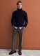 Green pure cotton corduroy carrot-fit trousers_0
