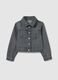 Girl's grey pure cotton jacket, regular fit, with frayed details_0