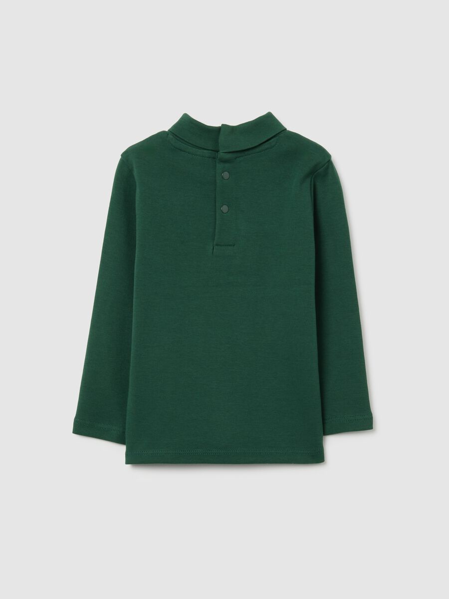 Green Turtleneck Children's T-Shirt in Pure Cotton Regular Fit_1