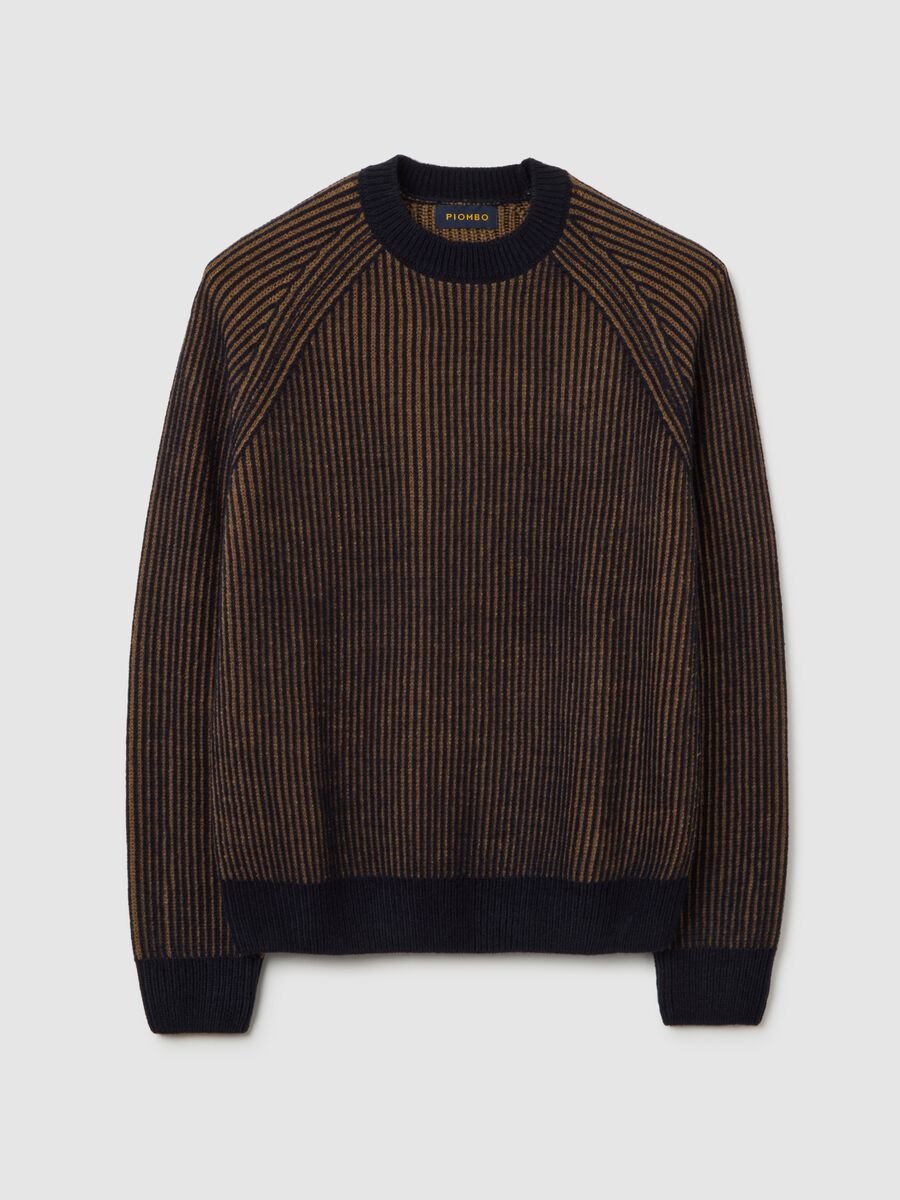Multicolour striped regular fit knitted sweater_4