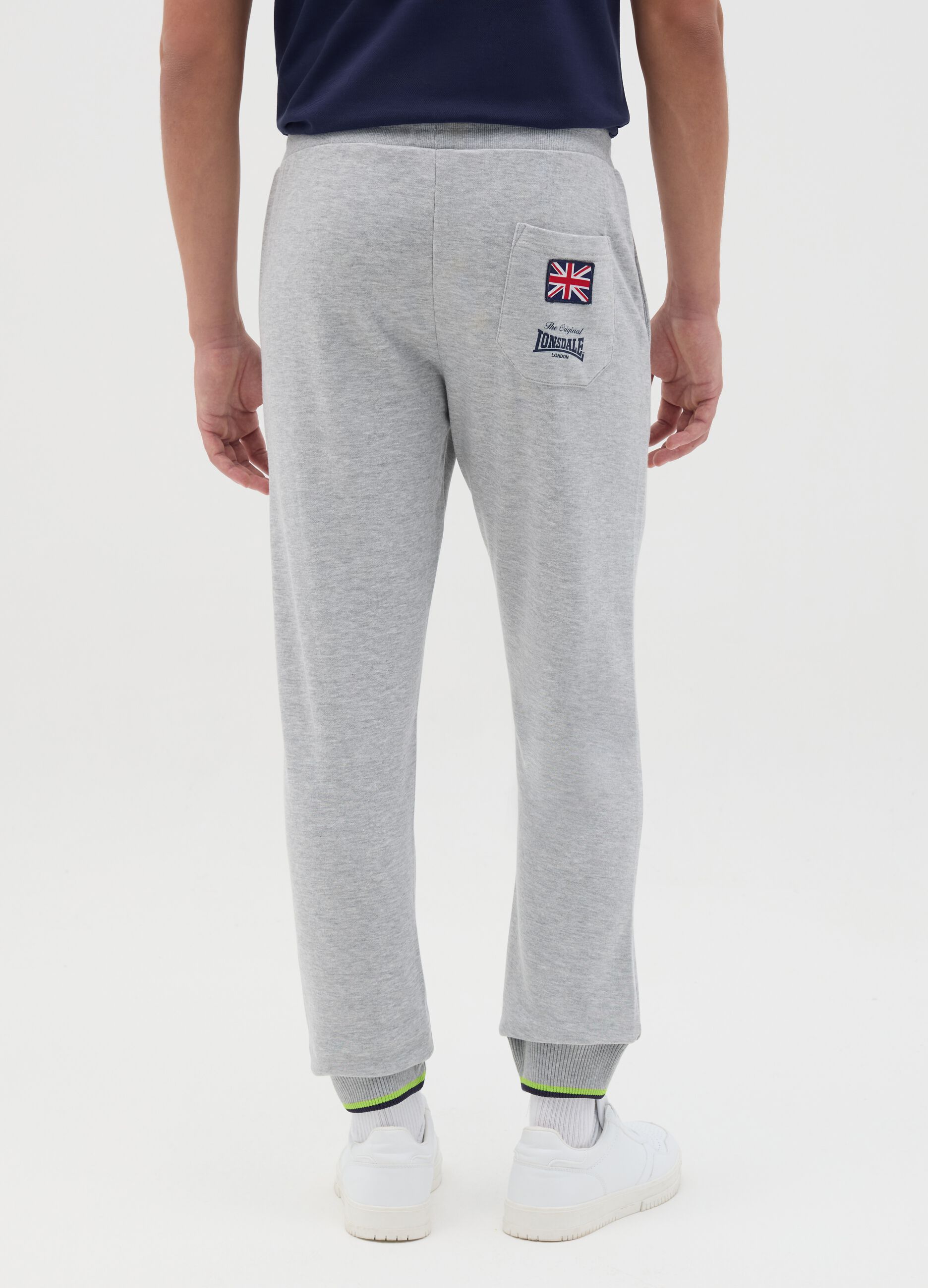 Light grey joggers in fleece with logo print
