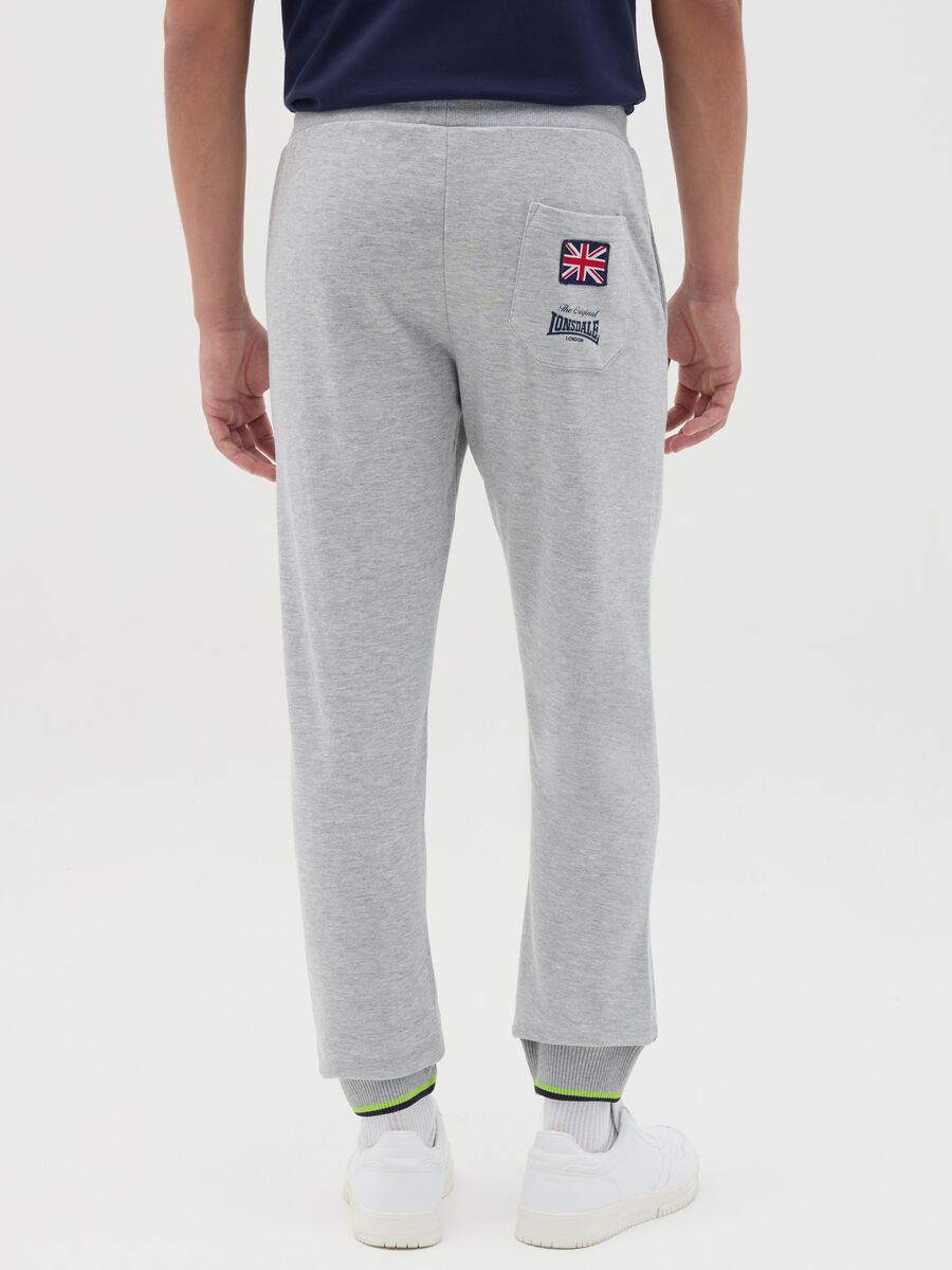 Light grey joggers in fleece with logo print_3