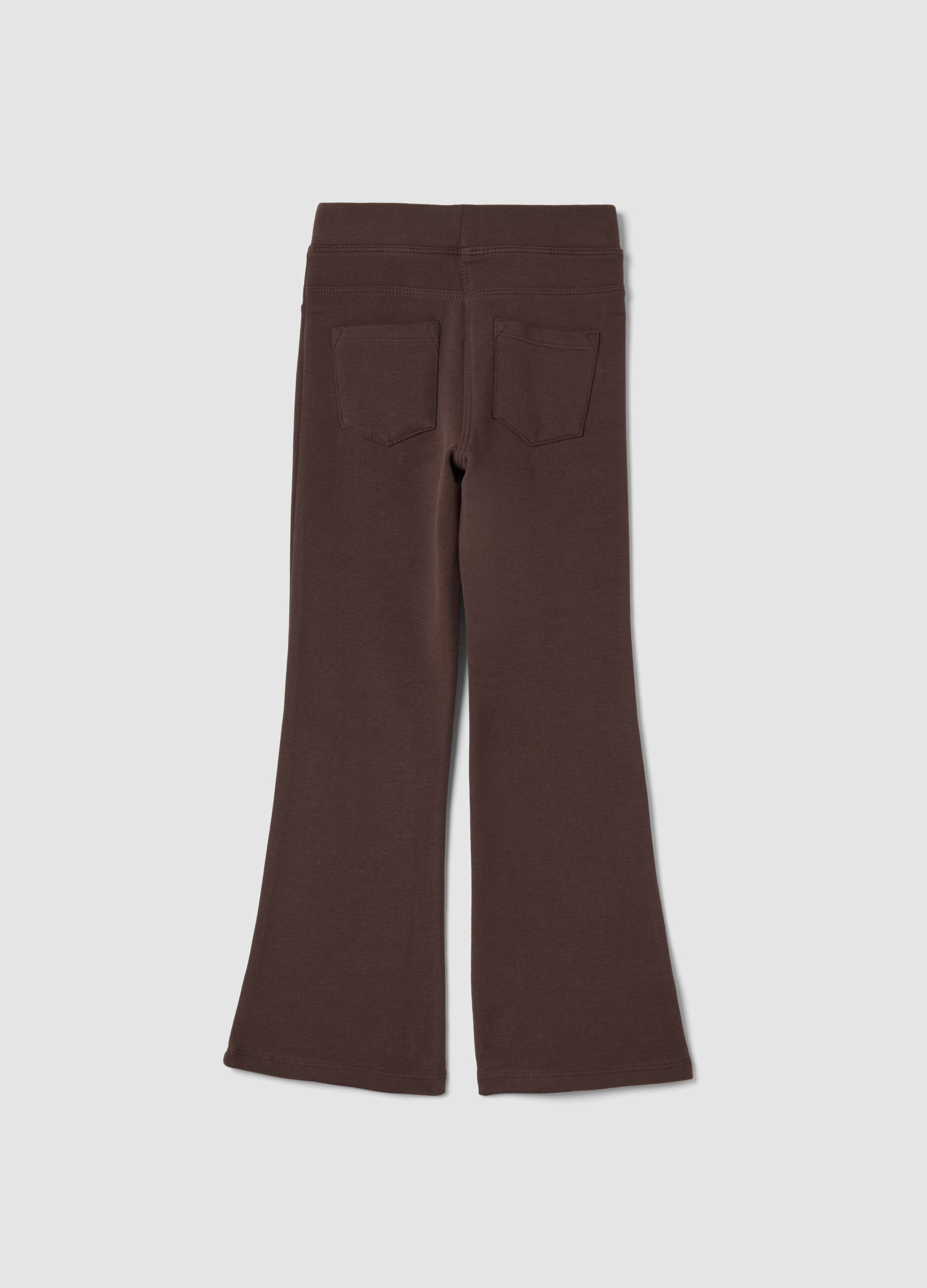 Brown flared stretch-cotton treggings