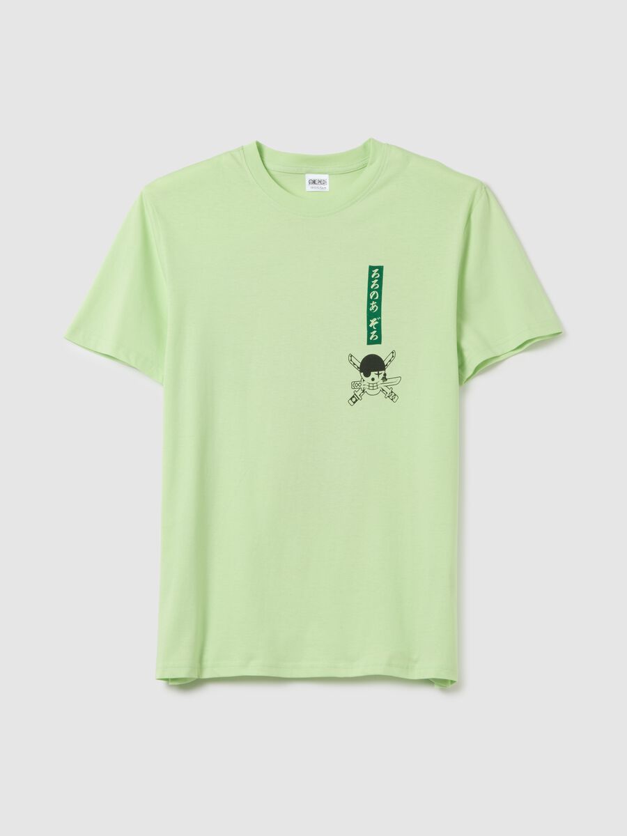 Men's pure cotton green regular fit T-shirt with One Piece print_0