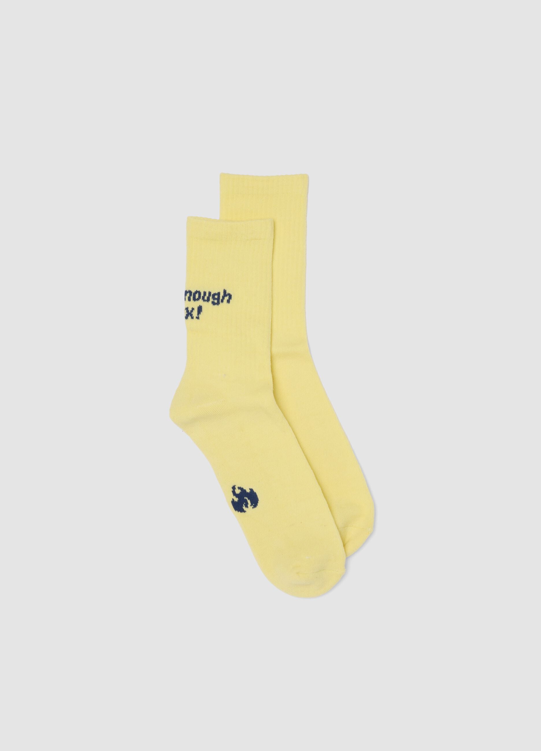 Yellow stretch cotton sports socks