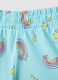 Girls' sky blue pure cotton shorts - regular fit with rainbows_2