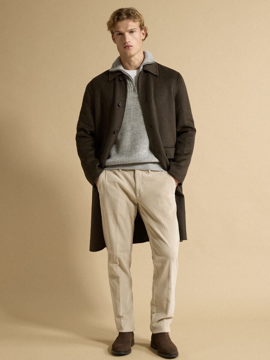 Cappotto verde in misto lana e viscosa regular fit_1