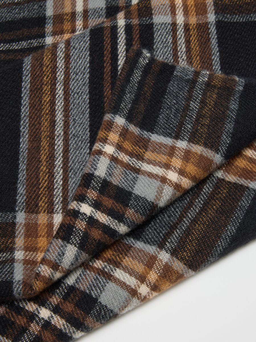 Brown mixed fabric scarf_3