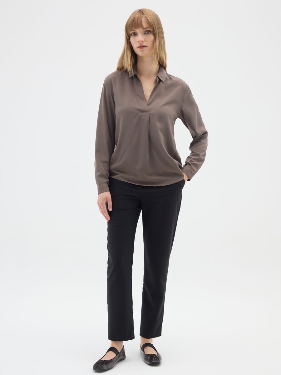 Camicia marrone in viscosa_1