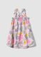Pink pure cotton dress with tropical print_1