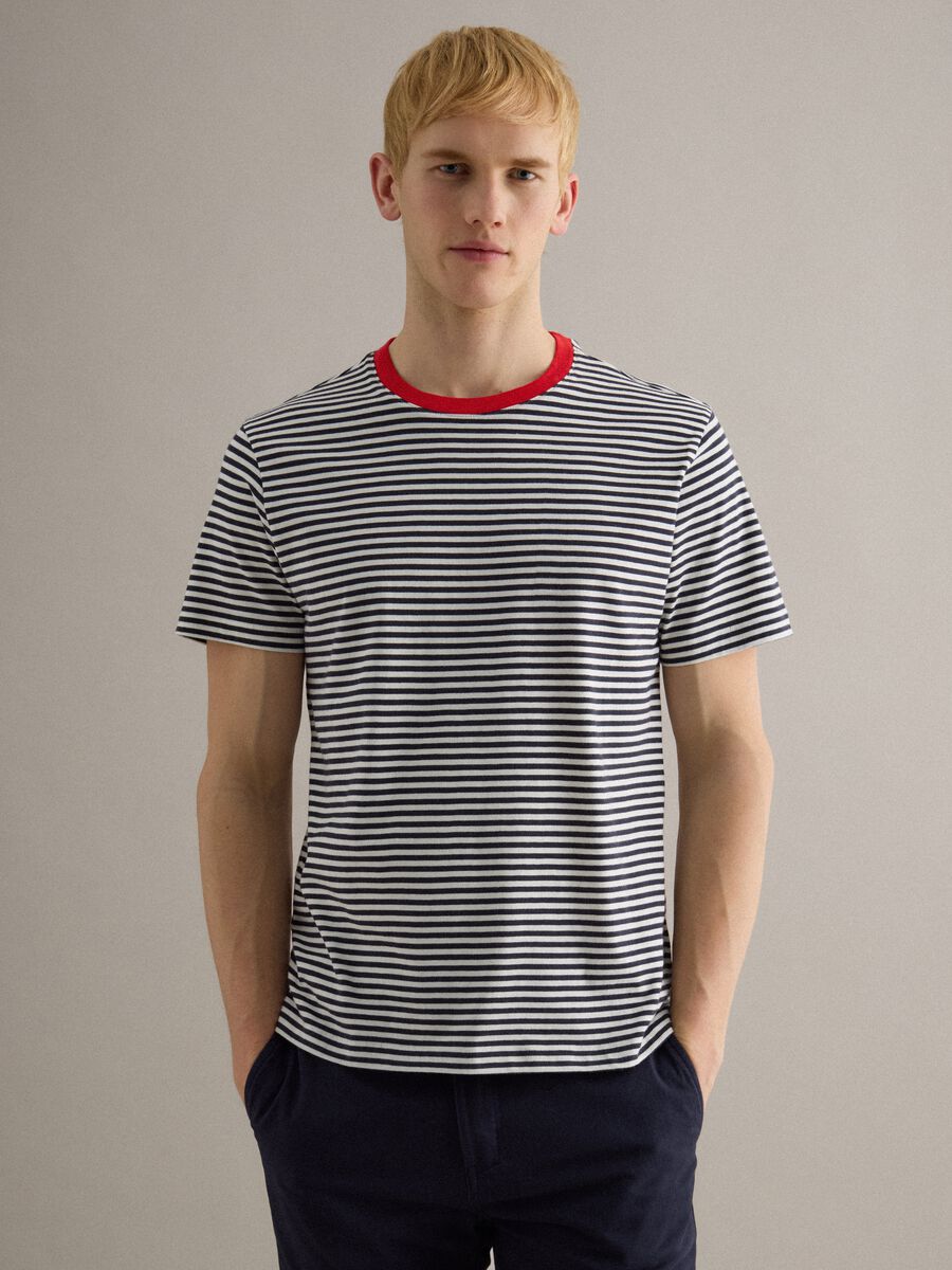 T-shirt in puro cotone a righe multicolor regular fit_1