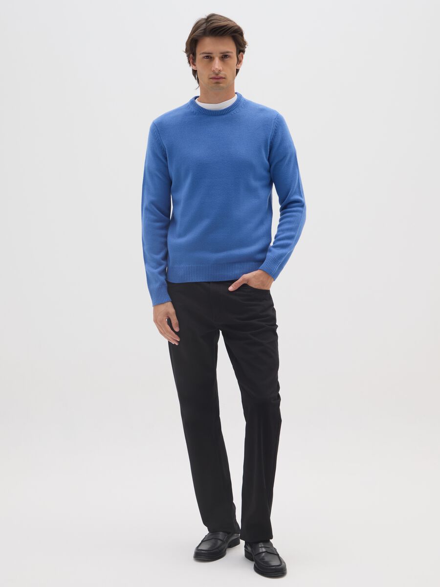 Blue crew neck sweater regular fit_1
