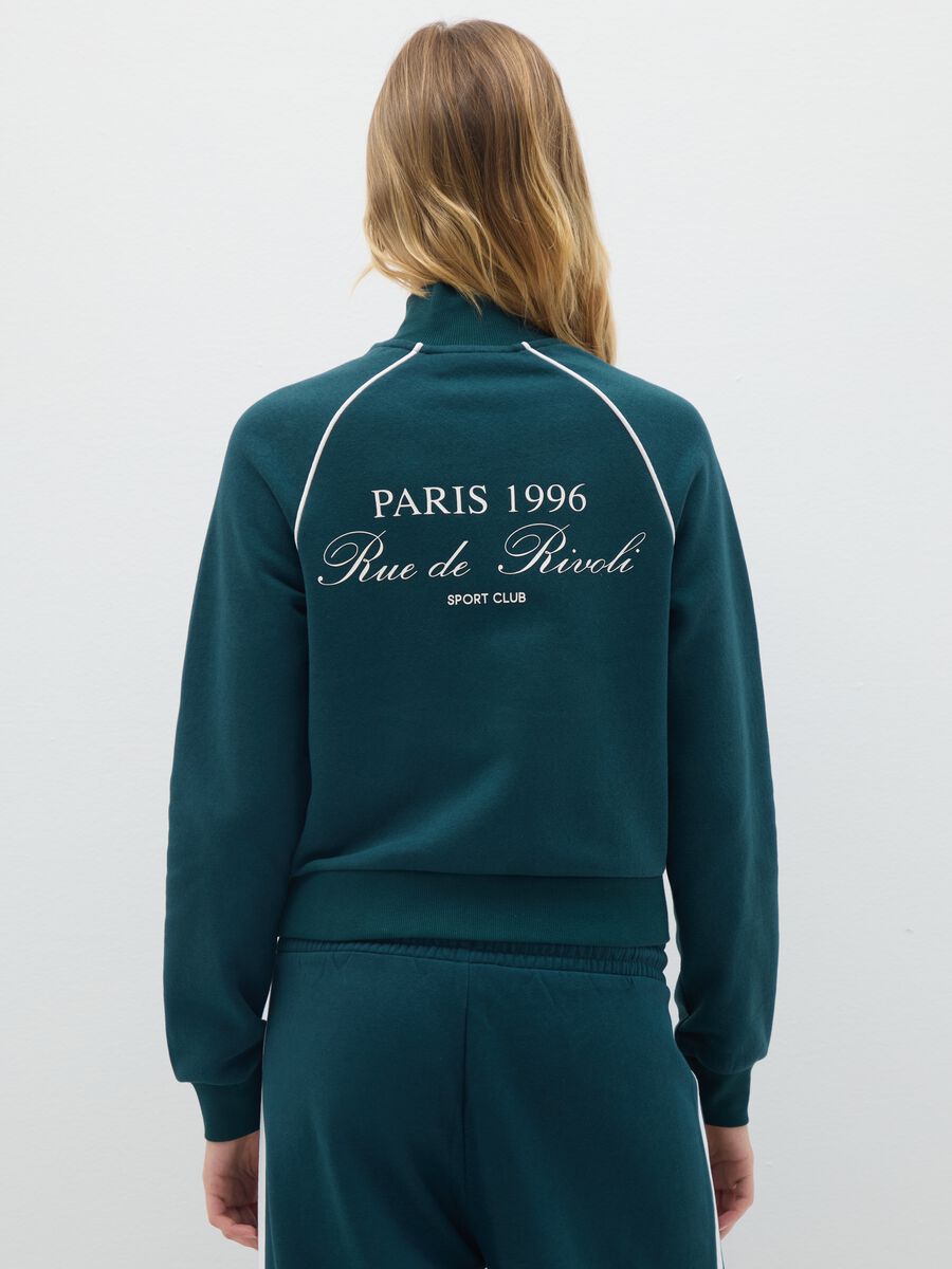 Green regular fit cotton blend sweatshirt_3