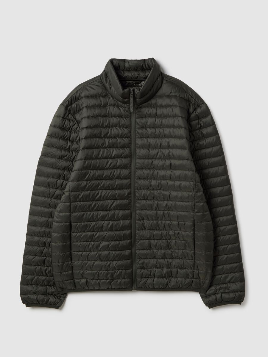 Green padded jacket with zip and regular fit_4