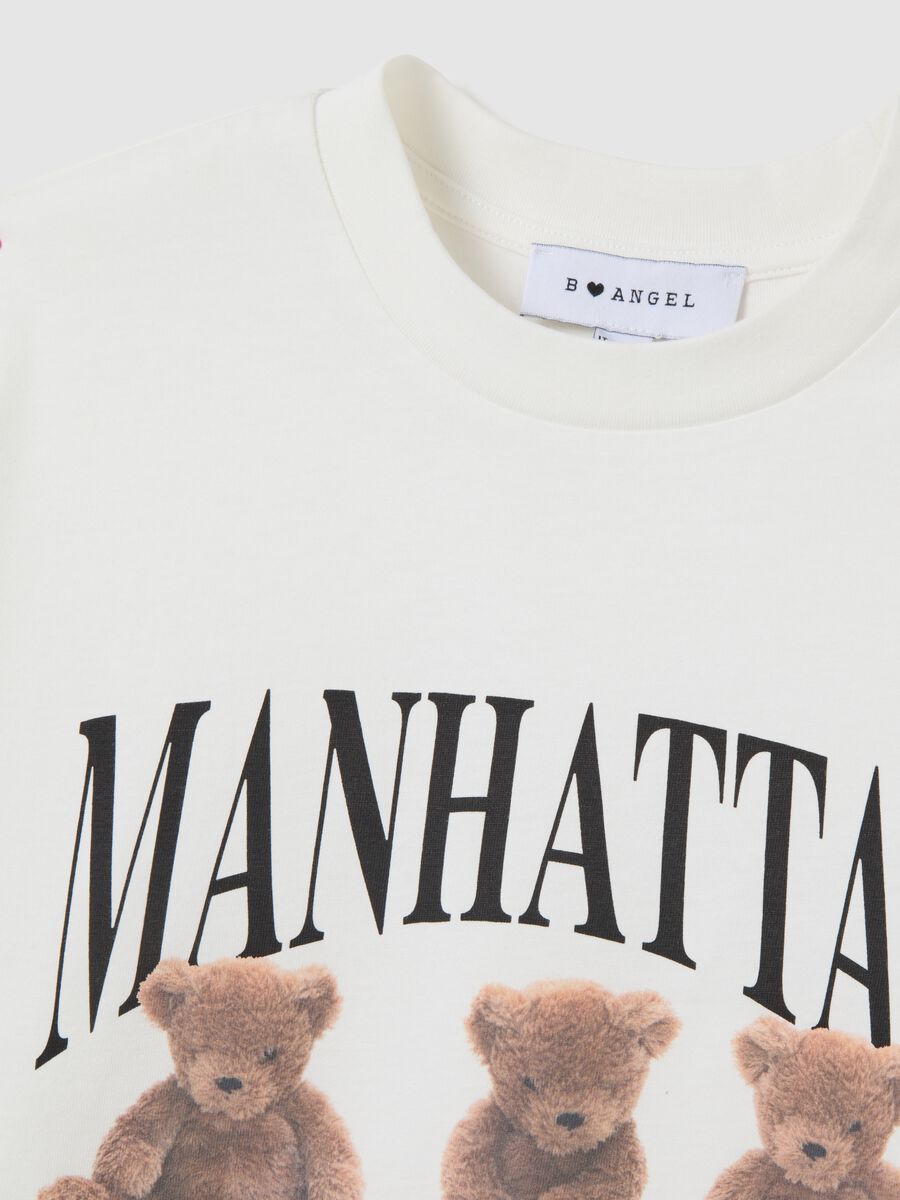 Relaxed Fit White Pure Cotton T-Shirt with Emblem_5