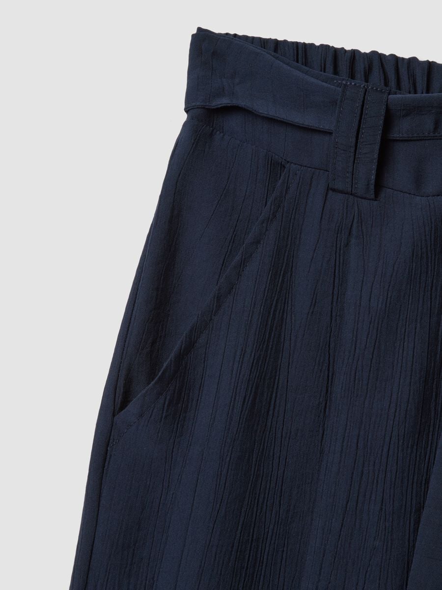 Pantaloni blu palazzo in misto viscosa regular fit_5