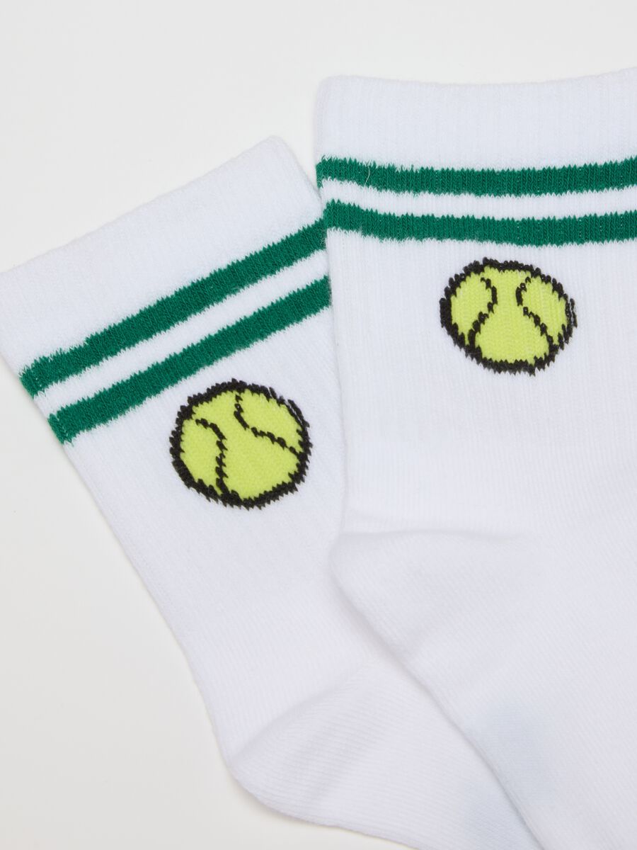 Children's white striped sports socks tripack in cotton blend_1